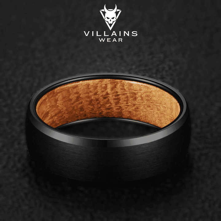 Barrel Wood Tungsten Ring - VillainsWear