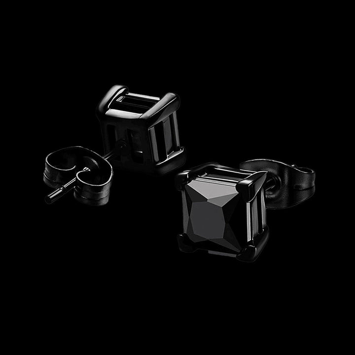 Black Zircon Square Earrings - VillainsWear