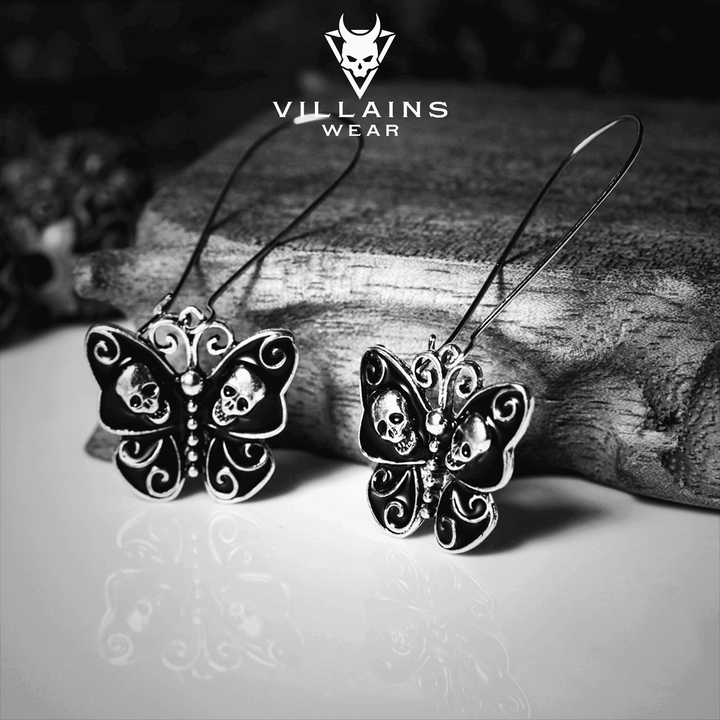 Butterfly skull earrings - VillainsWear