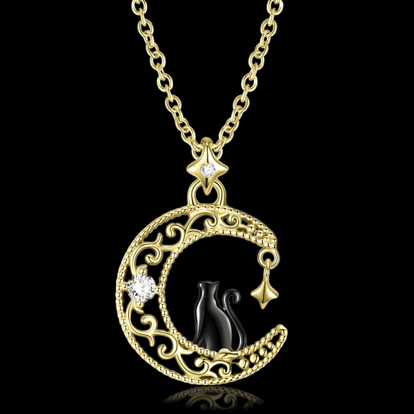 Cat On The Moon Necklace - VillainsWear