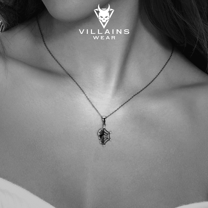 Darkwind Skull Cobweb Necklace - VillainsWear