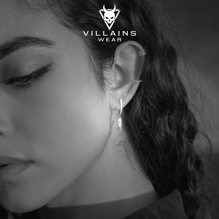Diamond Lance Silver Earrings - VillainsWear
