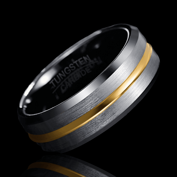 Golden Horizon Frosted Tungsten Ring - VillainsWear