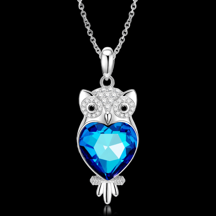 Owl Blue Crystal Necklace S925 Silver - VillainsWear