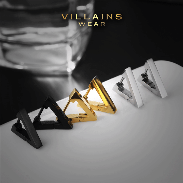 Shadowed Triangle titanium steel Earrings - VillainsWear