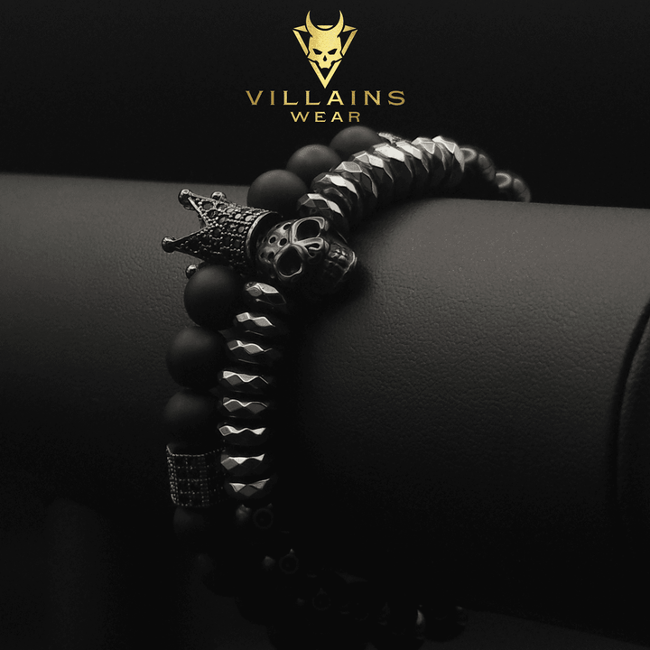 Skull & Crown Bead Bracelet Set - VillainsWear